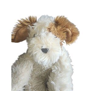 Build a Bear Fluffy Puppy Retired White Brown Dog BABW Red Collar